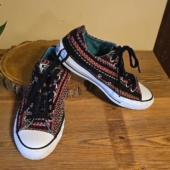 Converse Multicolor Knit Sneakers with Black and White Accents 7 - Picture 1 of 5